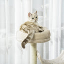 Albero Tiragraffi con Cucce e Tunnel multi-livello Beige 50x40x105 cm 