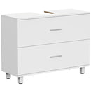Mobile Sottolavabo Moderno 80x30x60 cm con 2 Cassetti e Intarsio a U in Legno Bianco      