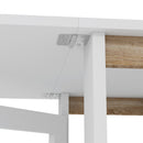 Tavolo Pieghevole da Pranzo 120x60x75 cm con 2 Ribalte e Ripiani in Truciolato Bianco  