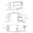 Scrivania Angolare da Ufficio Studio per Computer in Legno bianco 140x120x78,2 cm 