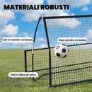 Rete da Rimbalzo Portatile 2-in-1 Doppio Lato e Pieghevole 200x94x122-52A cm in Metallo Nero      