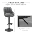 Set 2 Sgabelli Imbottite da Bar 44x49x90-110 cm in Similpelle Grigio