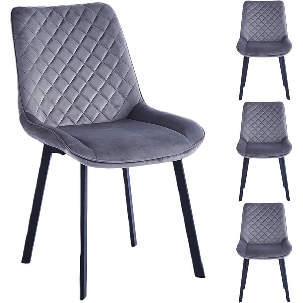 Set 4 Sedie da Pranzo Rivestimento Velluto Grigio Sedia Ufficio Casa Ergonomica online