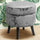 Pouf Contenitore Ø37x40 cm Sgabello Poggiapiedi in Tessuto Velluto Grigio