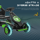 Go Kart a Pedali per Bambini 5-12 Anni 121x58x61 cm in Metallo e PP Verde e Nero   