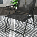 Set 3 Pezzi da Giardino con 2 Sedie 53,5x64x93 cm e Tavolino da Caffè Ø45x50 cm in Metallo Nero      