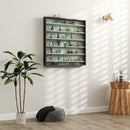 Bacheca Vetrina a Muro con 6 Ripiani Regolabili 80x9.5x83 cm in Legno Bianco e Nero      