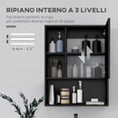 Armadietto con Specchio da Bagno con Mensole a Giorno 60x15x76cm Nero  