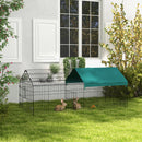 Gabbia per Galline Pollaio da Esterno con Telo di Copertura 185x75x75 cm in Acciaio Verde      