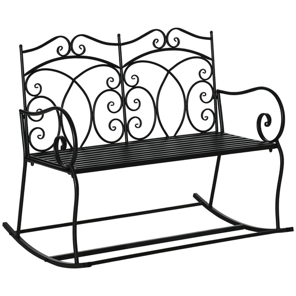 Panchina a Dondolo 2 Posti da Giardino 102x74,5x78 cm in Metallo Nero sconto
