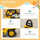 Trattore con Rullo Compressore Cavalcabile per Bambini  88x33x37 cm con Portaoggetti Giallo e Nero