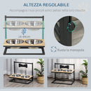 Ciotole per Cani Rialzate 58x32x50 cm in Legno e Acciaio Nero