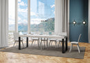 Tavolo Allungabile 90-246x90x77 cm Tecno Premium Bianco Frassino Telaio Antracite 