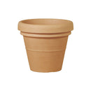Vaso Rotondo Design Classico Outdoor Doppio Bordo Tera Anticato Ø50 cm in Plastica Beige Caldo 