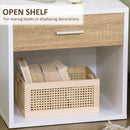 Set 2 Comodini 1 Cassetto 47,5x40x45 cm in Truciolato Bianco e Legno Naturale