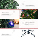 Albero di Natale Artificiale 150 cm 180 Rami 36 Luci LED e Fibre Ottiche Colorate Verde