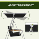 Panchina da Giardino 3 Posti con Tettuccio Inclinabile 205x130x175 cm in Acciaio Grigio Scuro