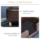 Cuccia Rialzata per Gatti e Cani 74x48,5x31 cm in Similpelle  Marrone Scuro