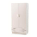 Armadio 180x60x90 cm 2 ante 2 cassetti bianco frassinato