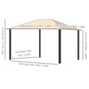 Gazebo da Giardino 3,98x2,98m con Zanzariere in Alluminio e Acciaio Cachi