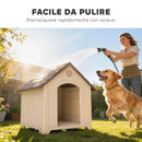 Cuccia per Cani Rialzata 88x78x89 cm con Tetto Inclinato e Prese d'Aria in PP Beige e Marrone Scuro      