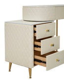 Toeletta Sharon Panna con Puff 120x40x75 cm in Pino e MDF e Metallo e Plastica      