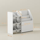 Scaffale Portagiochi 100x30x80 cm con 6 Cesti 3 Ripiani e Box Inferiore in Legno, Plastica e Acciaio Bianco      