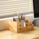 Organizer da Scrivania Bagno Cosmetici Makeup 33x20,5x15,5 cm con Cassetti e Scomparti Aperti in Bambù  