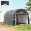 Tendone da Giardino per Moto Bici e Attrezzi 300x300x235 cm con 2 Ingressi a Zip in Acciaio e PE Grigio      