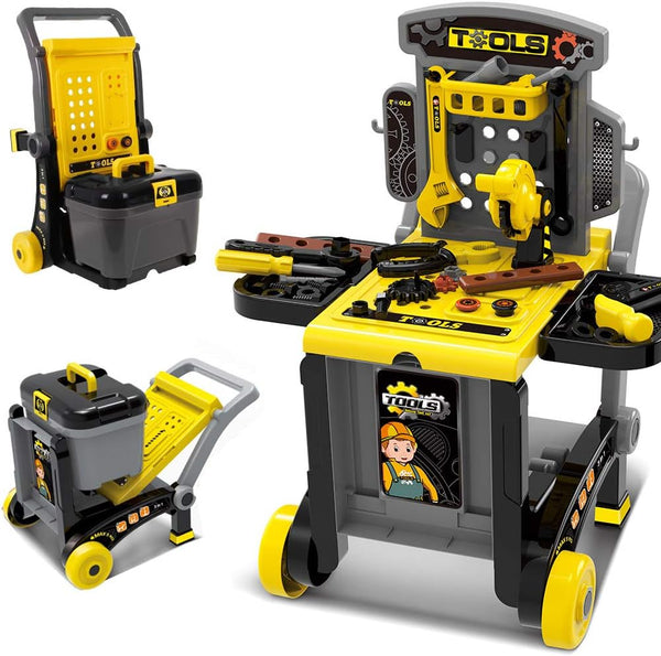 acquista Banco da Lavoro per Bambini 80x33x91 cm con Accessori Giallo e Grigio