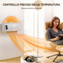 Stufa Ceramica 2000W a Parete con 3 Modalità Temperatura Regolabile Timer Telecomando Bianco      