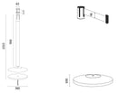 2 Colonnine Tendinastro 3 metri in Acciaio Inox Spazzolato Ø36x101 cm Nastro Bianco