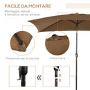 Ombrellone da Giardino 200x300 cm Rettangolare con Manovella e Angolazione Regolabile in Poliestere Caffè      