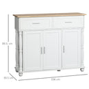 Isola per Cucina 106x39,5x89,5 cm 2 Cassetti 2 Ante Bianco