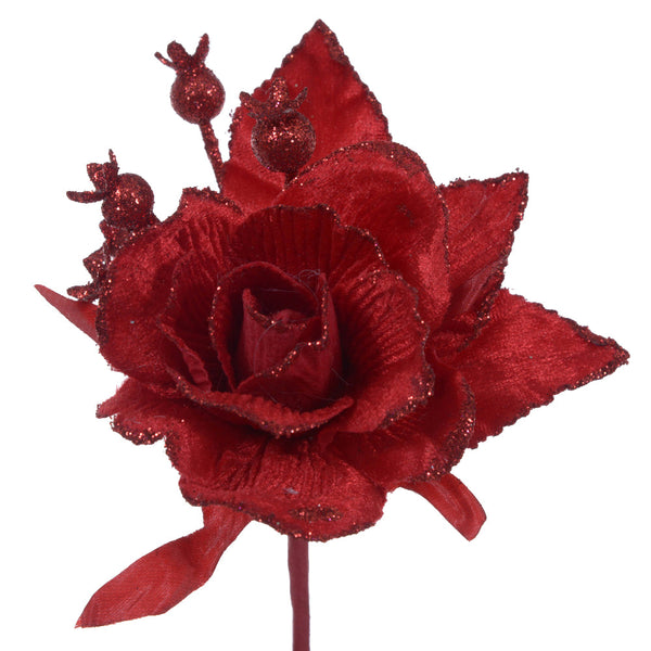 acquista Set 24 Pick Rosa e Bacche Ø10 cm Rosso