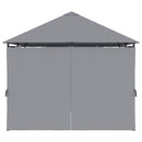 Gazebo 3x4 m con 6 Pareti Rimovibili 8 Fori di Drenaggio e 12 Picchetti in Acciaio e Poliestere Grigio e Nero      