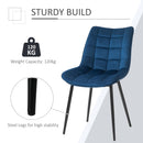 Set 2 Sedie Imbottite 46x58,5x85,5 cm in Tessuto Vellutato Blu
