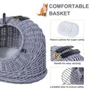 Trasportino in Vimini per Gatti 42x35x37 cm con Cuscino  Grigio