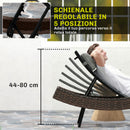 Lettino Prendisole da Giardino 60x198x44 cm Forma S con Cuscino a 5 Posizioni in Rattan Marrone      
