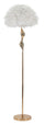 Lampada da Terra Slim Bianco Ø50x165 cm in Ferro e Tessuto Oro e Bianco