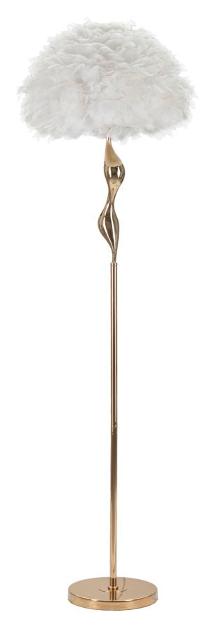 Lampada da Terra Slim Bianco Ø50x165 cm in Ferro e Tessuto Oro e Bianco acquista