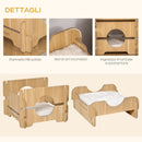 Cuccia per Gatti 50x50x50 cm 2 Piani con Cuscini in Legno Rovere