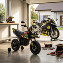 Moto Elettrica per Bambini Aprilia RX-125 Small 12V Cross Sedili In Pelle Luci Led Bluetooth Sospensioni a Molla Giallo