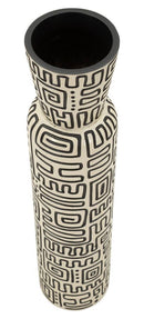 Vaso Resina Nairobi Ø15,5x65 cm in Resina Bianco e Nero      