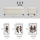 Panca Fondo Letto 112x42x40 cm con Spazio Contenitore da 84L in Tessuto Effetto Velluto a Coste e Acciaio Beige      