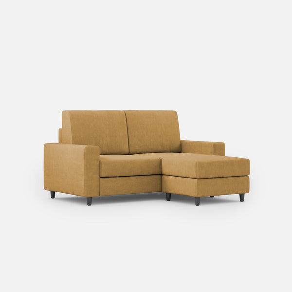 online Divano 2 Posti con Pouf 148x155x85 cm Sakar in Tessuto Ocra