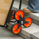 Carrello Portapacchi per Scale 6 Ruote 44x38x106,5 cm Pieghevole Portata 120kg in Acciaio Arancione      