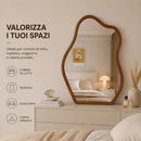 Specchio Asimmetrico da Parete 46x60 cm Cornice in Legno Noce      