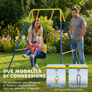 Struttura per Altalena da Giardino 128x155x157 cm con 2 Ganci in Acciaio Giallo e Blu      