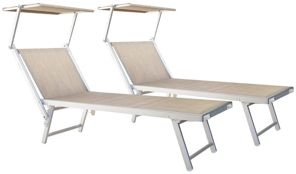 Set 2 Lettini Prendisole da Giardino 186x60x38 cm in Alluminio e Textilene Sabbia acquista